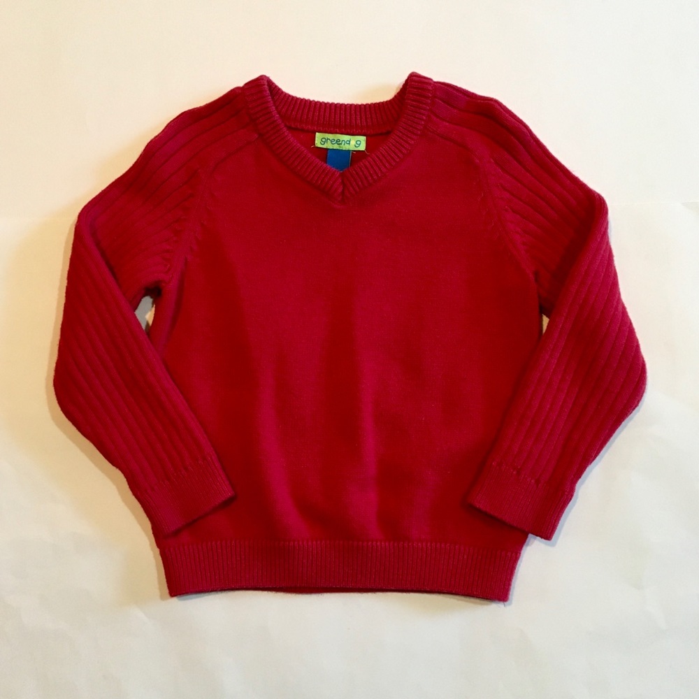 Greendog V Neck Red Sweater Size 3T